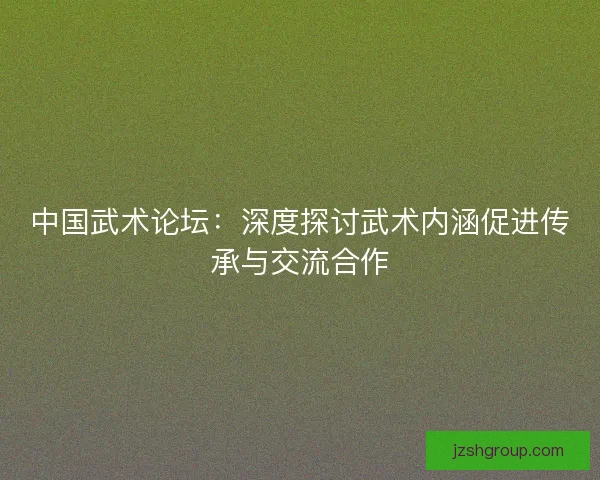 中国武术论坛：深度探讨武术内涵促进传承与交流合作